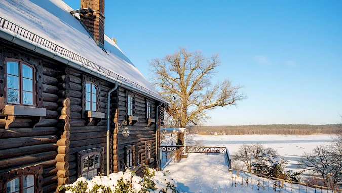 Eventlocation Blockhaus Nikolskoe im Winter in Berlin-Wannsee